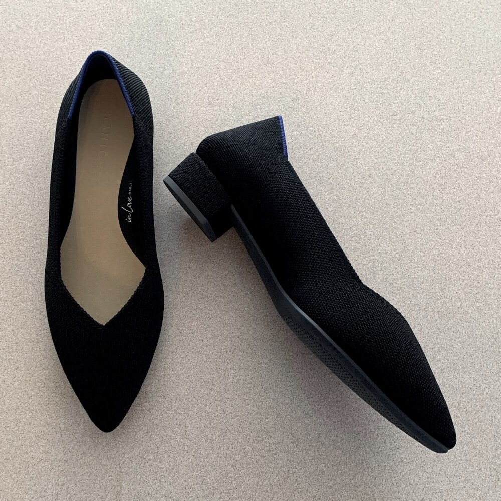 New Rothy's Heels Black Knit Fabric Size 9.5 - Picture 2 of 12